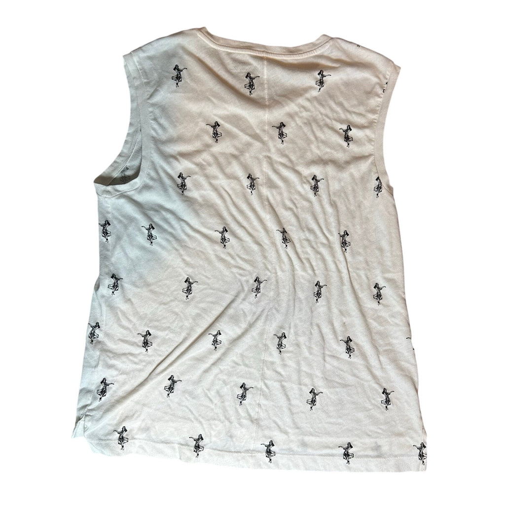 J.CREW Collection Tees Hula Girl Tank Top White Large Casual Hawaii Summer Boho