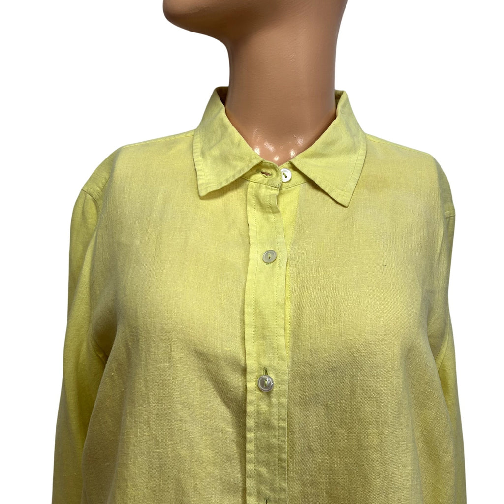 Real Clothes 8 Yellow Blouse Irish Linen French Seams Minimalist Quiet Luxury