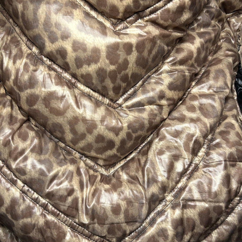 Calvin Klein XL Black Puffer Jacket Cheetah Lined Casual Gorpcore Minimalist
