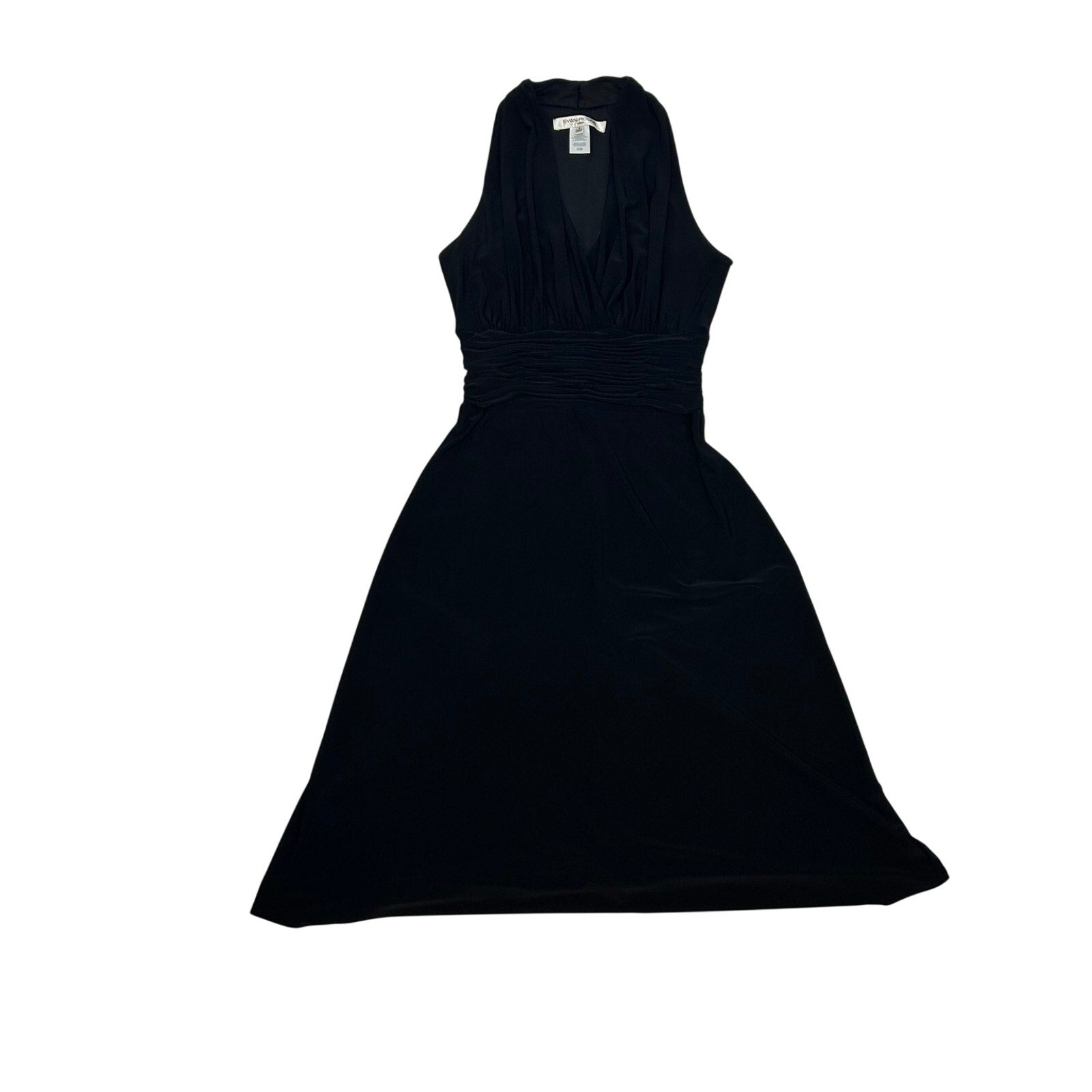 Evan Picone 6 Black Sleeveless Midi Dress Minimalist Formal Cocktail Gown Glam