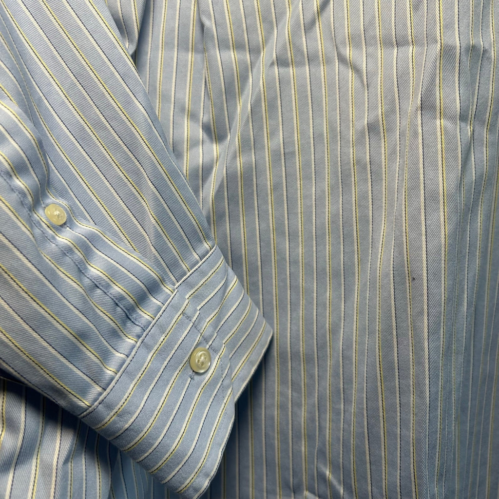 George Light Blue White Pinstripe Long Sleeve Button Down Shirt Large 42/44 Flaw