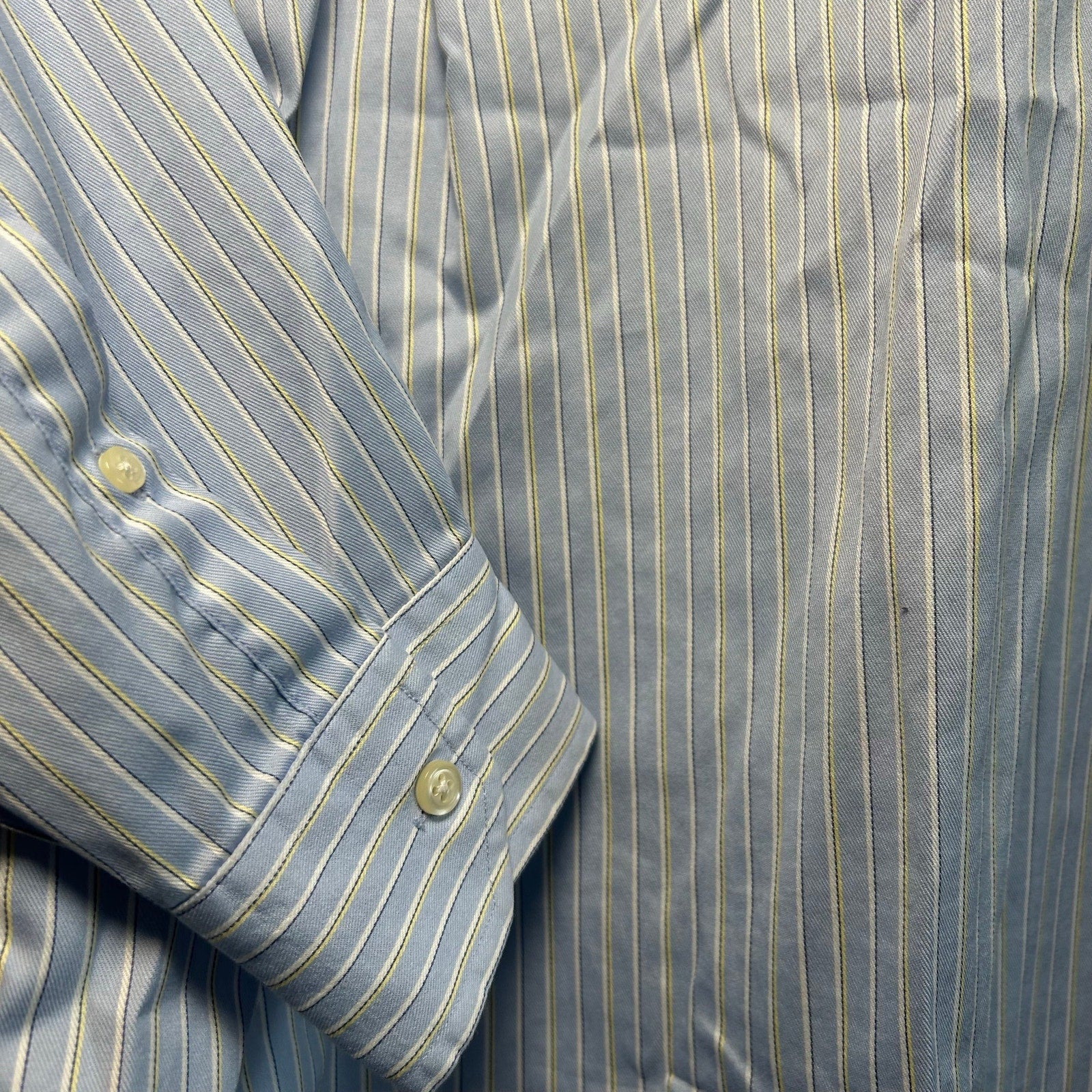 George Light Blue White Pinstripe Long Sleeve Button Down Shirt Large 42/44 Flaw