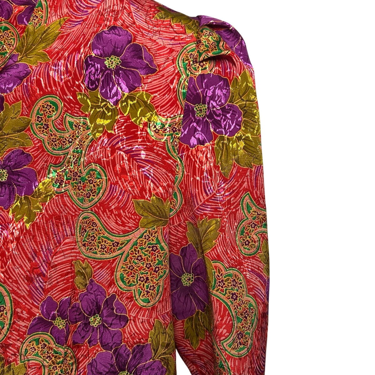 VTG CH Cheminee Tunic Top Purple Red Floral Size 16 80s Maximalist Glam Boho
