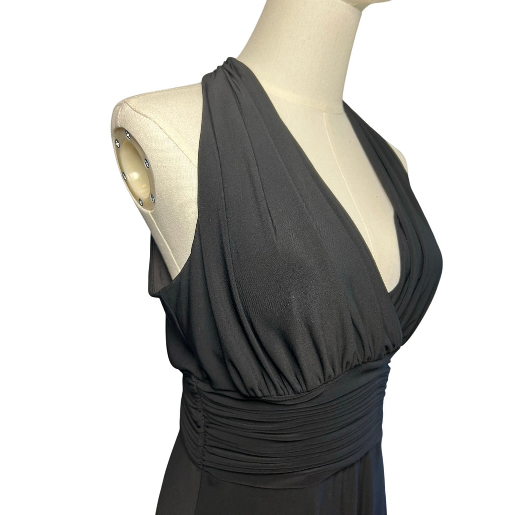Evan Picone 6 Black Sleeveless Midi Dress Minimalist Formal Cocktail Gown Glam