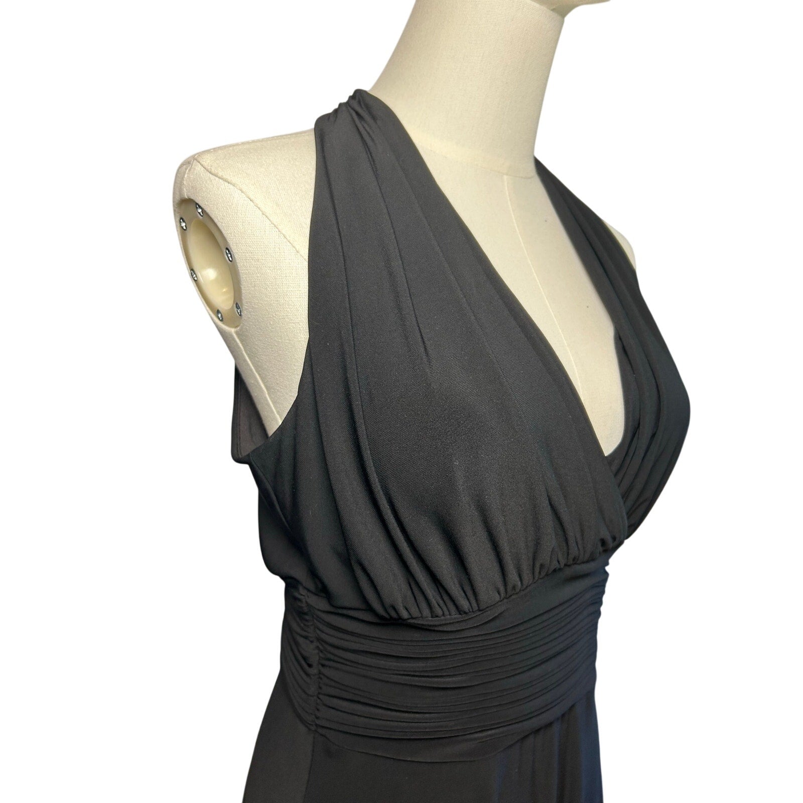 Evan Picone 6 Black Sleeveless Midi Dress Minimalist Formal Cocktail Gown Glam