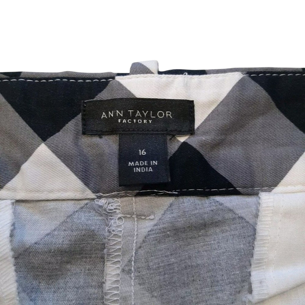 Ann Taylor Factory Black White Gingham Shorts Plus Size 16 Cotton Like New