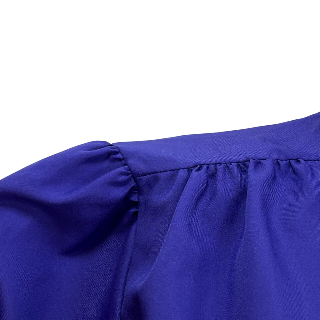 VTG 80s Laura Mae M Purple Blouse Asymmetric Mock Neck Retro Office Siren Twee