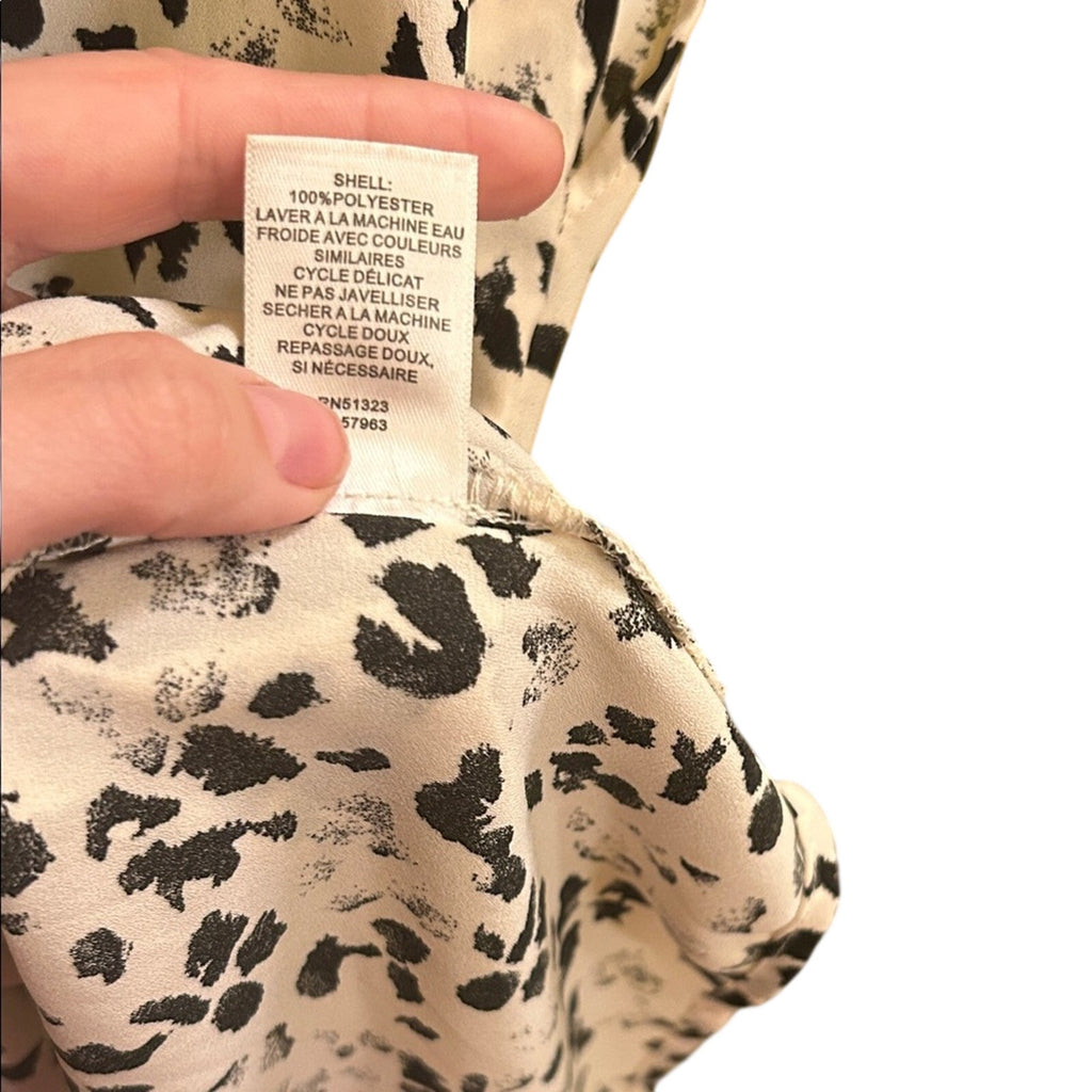 Halogen Cap Sleeve Blouse 1X Plus Size Animal Print Black White Nordstrom Top