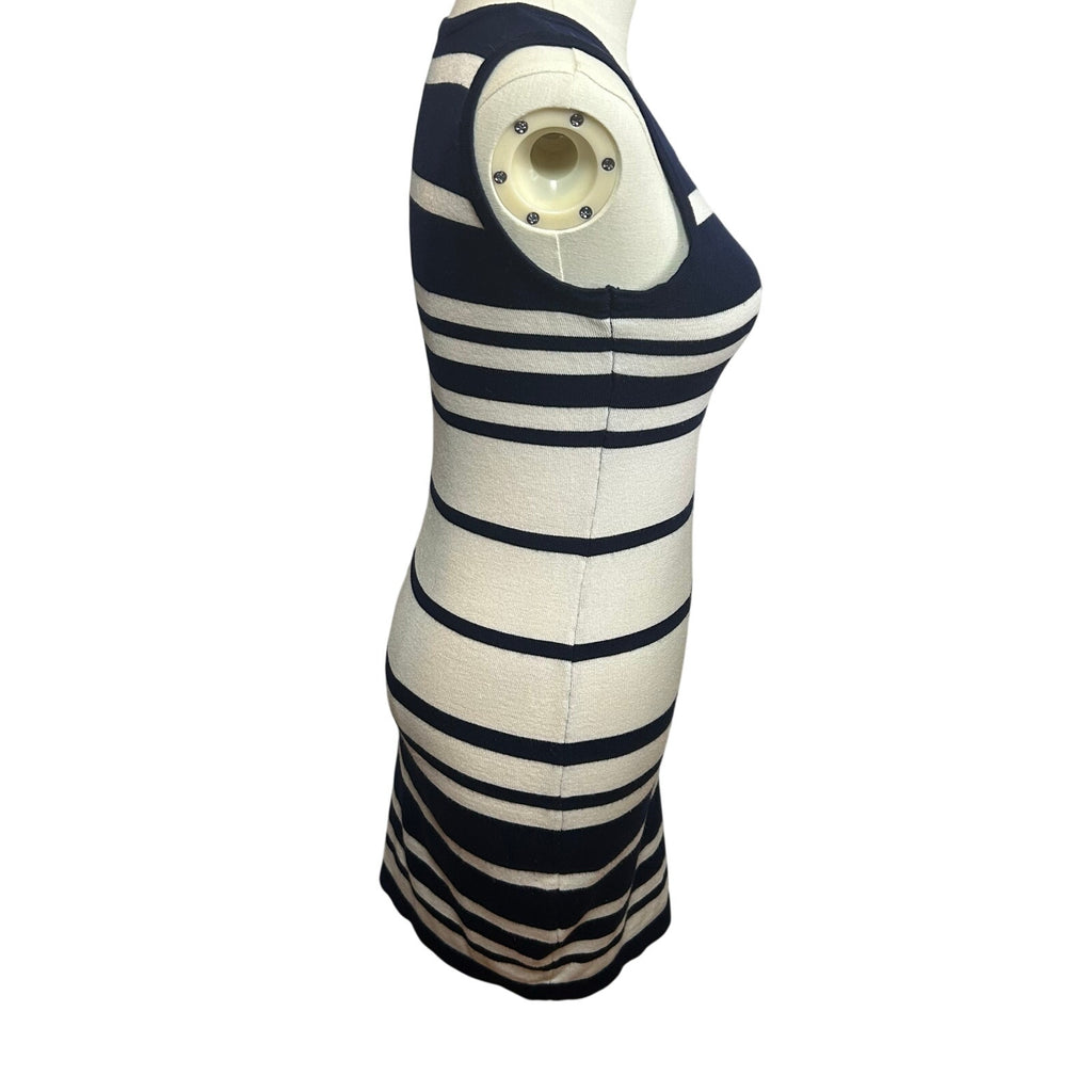 Two-O-Two Co Ltd Striped Knit Bodycon Dress Navy White Small