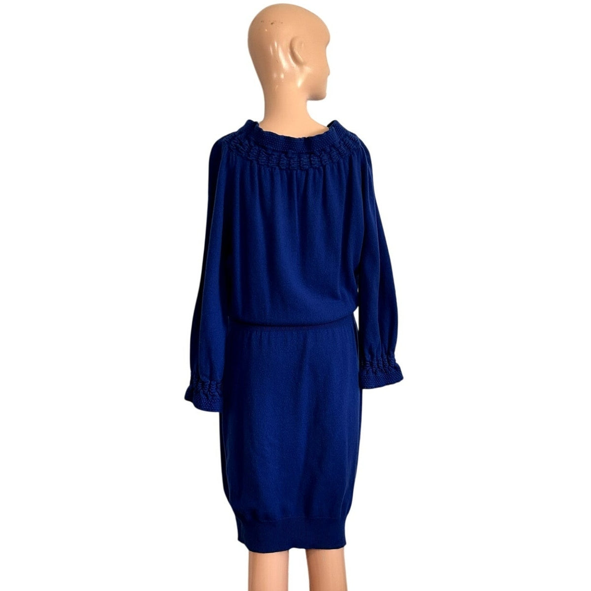 VTG 90s Escada 38 S Royal Blue 100% Cashmere Long Sleeve Knit Sweater Dress Chic