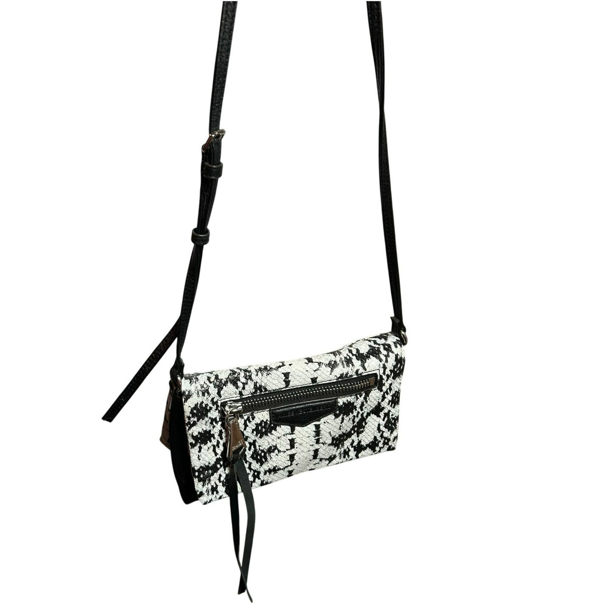 Aimee Kestenberg Bali Convertible Leather Crossbody Bag Snake Print Black White