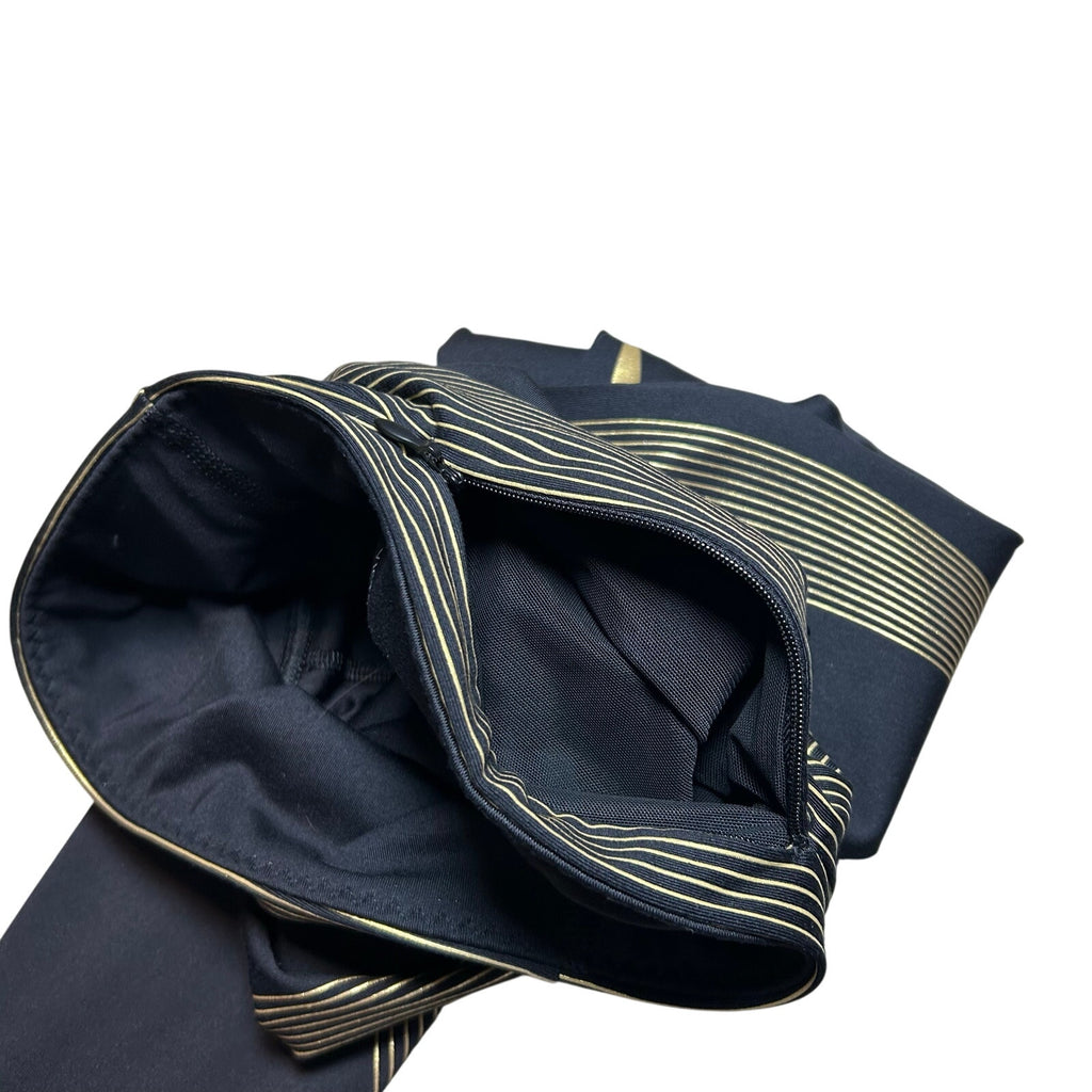 Victoria's Secret Sport Leggings XS Black Gold Metallic Geometric Stripe High Rise