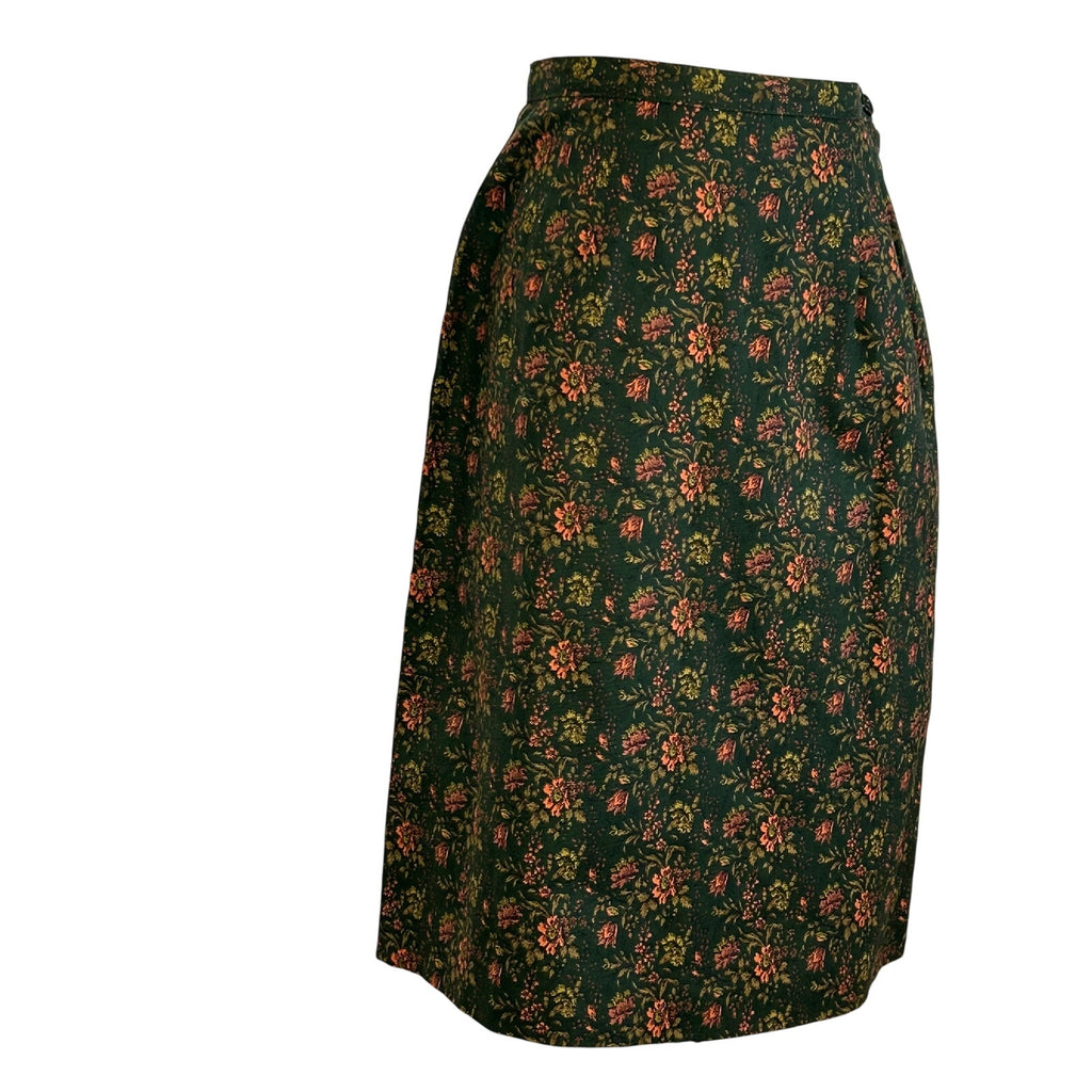 VTG 50s Green Heavy Cotton Skirt Suit Blazer Two Piece Set Twee Retro Preppy