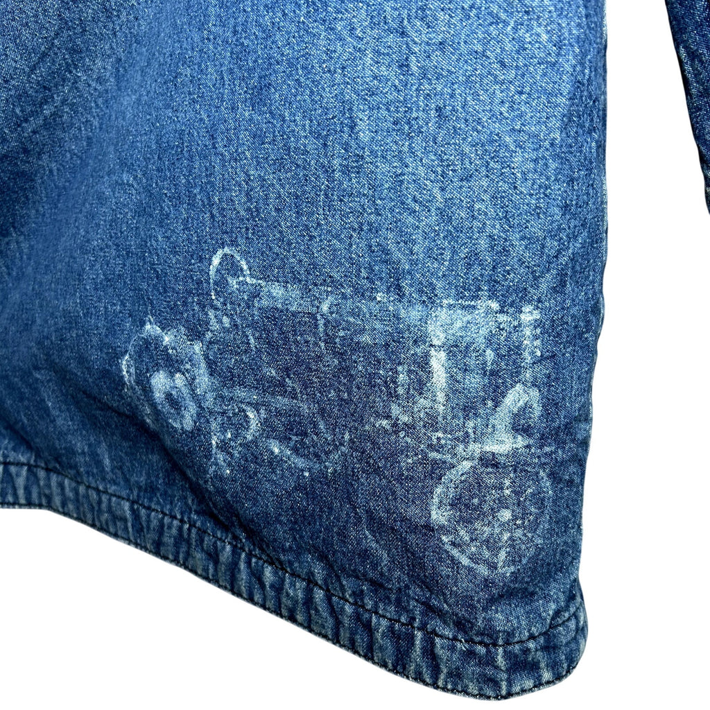 VTG 70s Big Ben Wrangler 36 Blanket Lined Denim Jacket Hand Painted Cow Art Barn