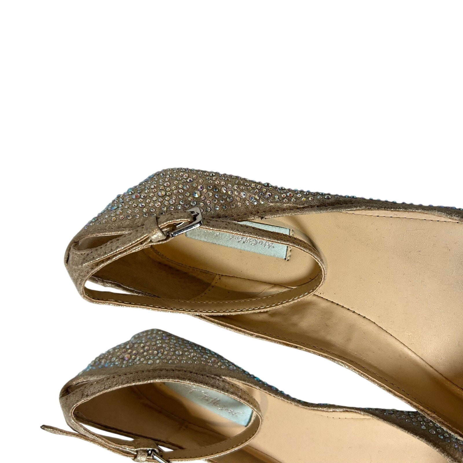 Betsey Johnson Cream Rhinestone Flats Glitter Coquette 8.5 Bridal Whimsigoth