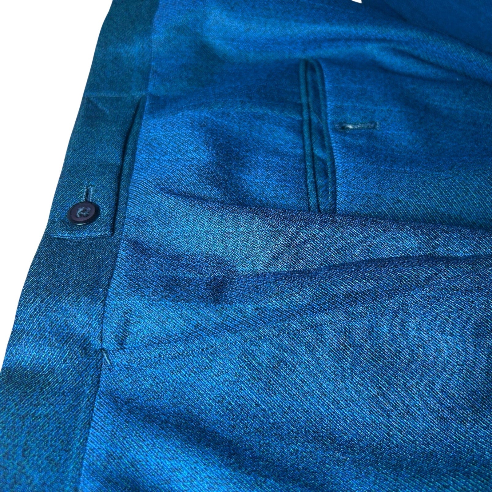 VTG 60s Ne Plus Ultra Iridescent Teal Sharkskin Mod Trousers Side Tab 38x29
