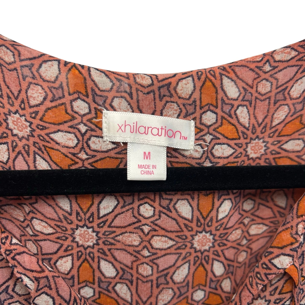 Xhilaration Pink Orange Layered Boho M Mini Dress Y2K Indie Casual Fairy Tiered