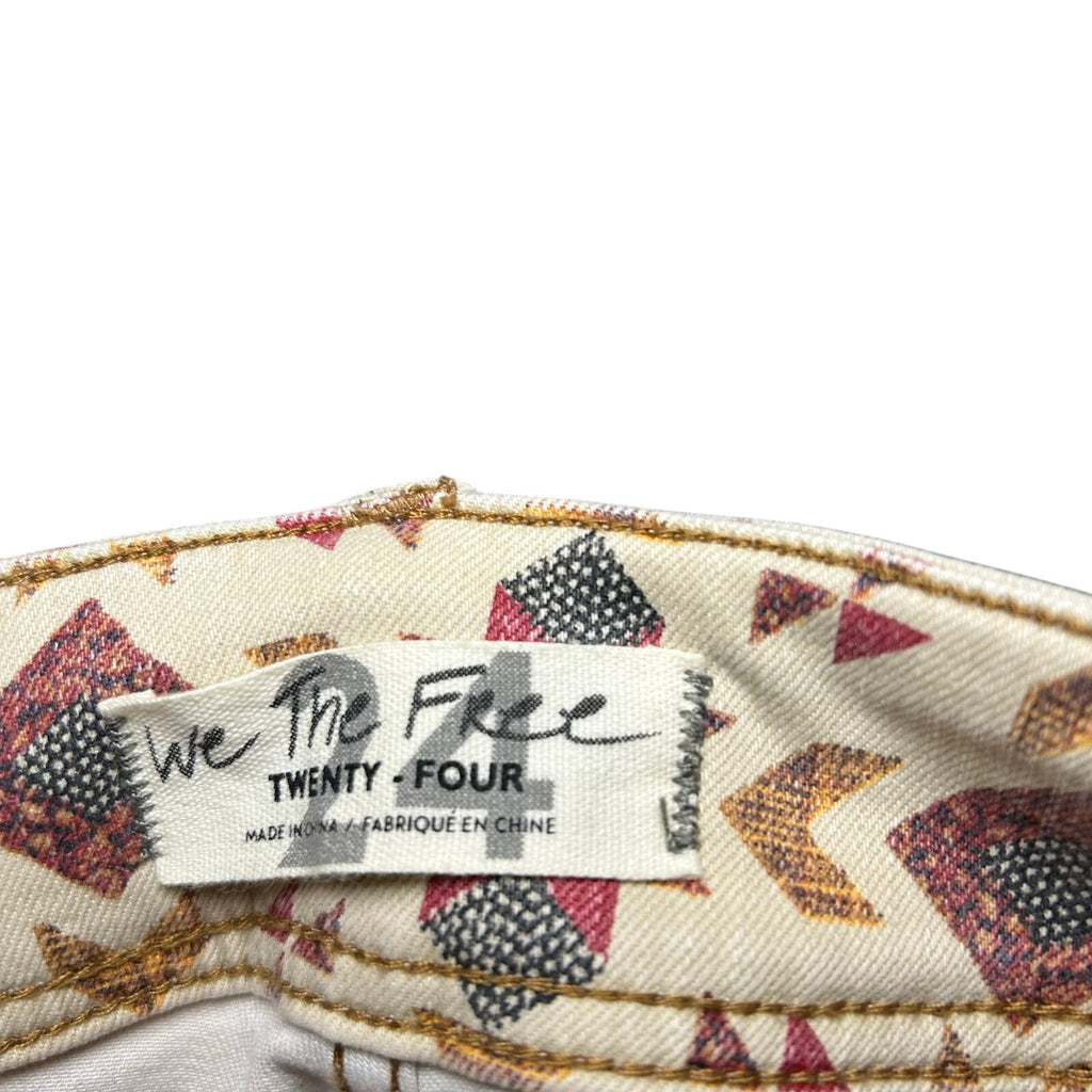 We The Free Southwestern Denim Skinny Jeans 24 Raw Hem Western Whimsigoth Indie
