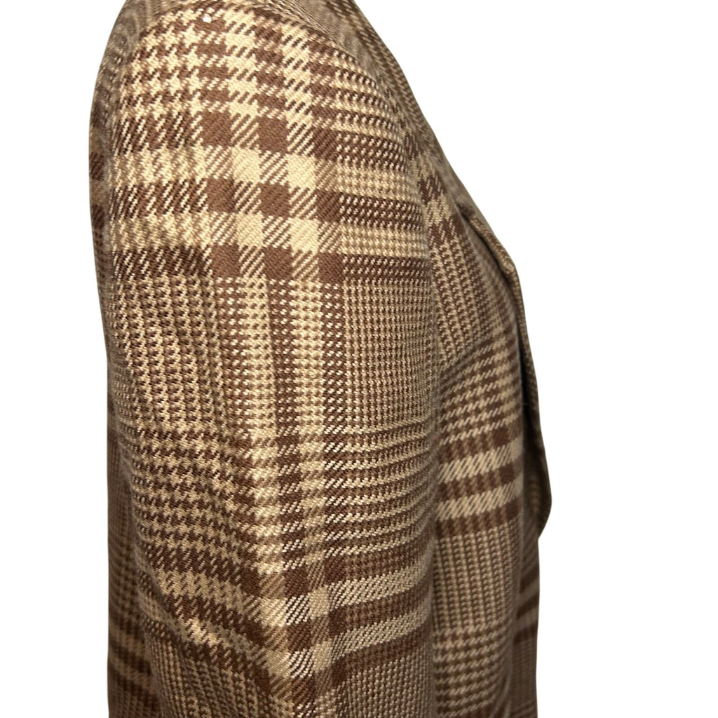 VTG 70s Liz Claiborne Wool Brown Plaid Blazer L Preppy Grunge Dark Academia