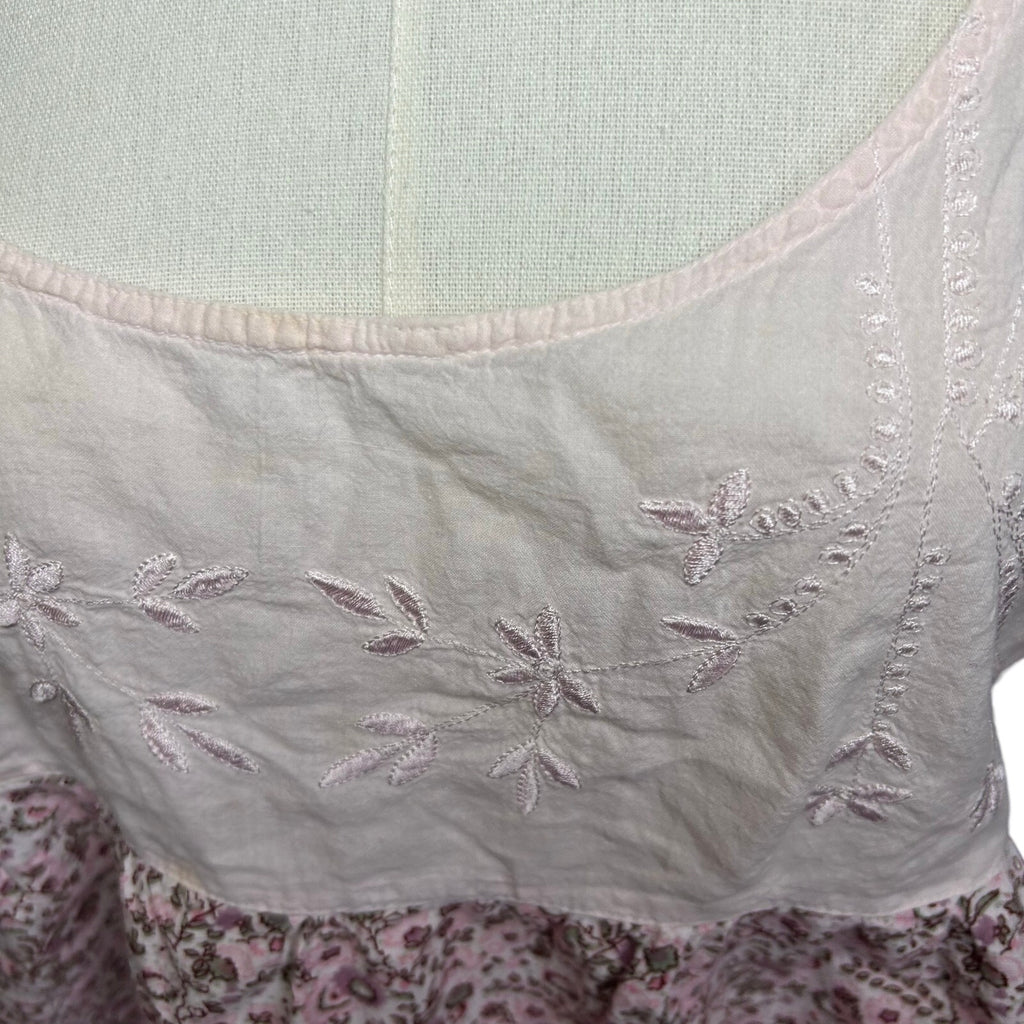 VTG Y2K Vanity Cami Tank Top XL Pink Boho Cottage Coquette Casual Retro Festival