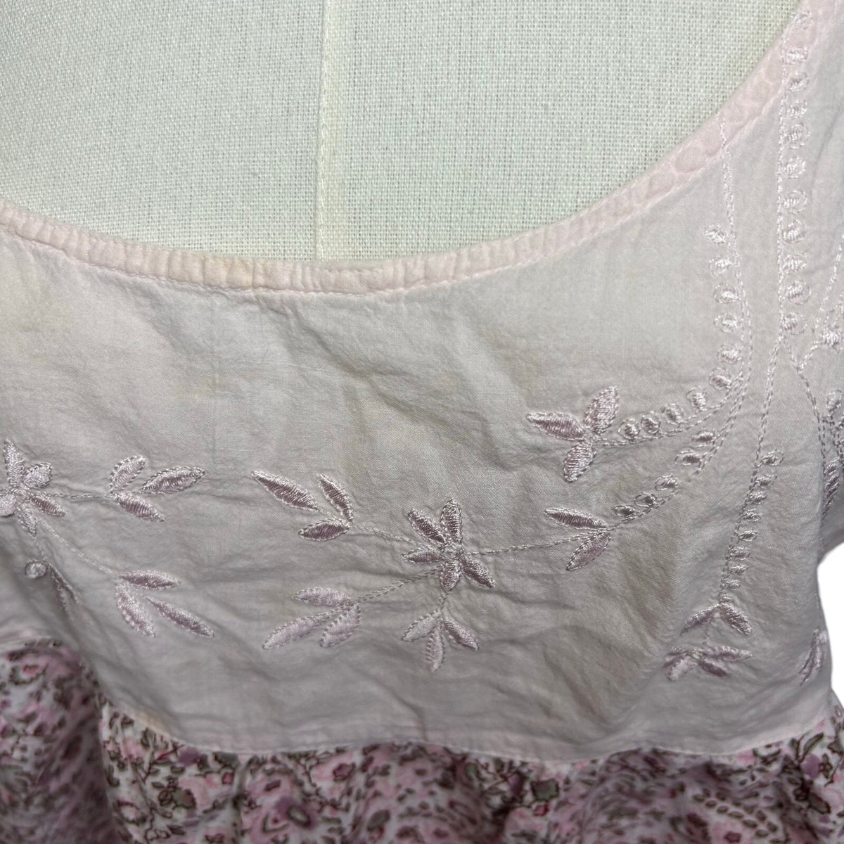 VTG Y2K Vanity Cami Tank Top XL Pink Boho Cottage Coquette Casual Retro Festival