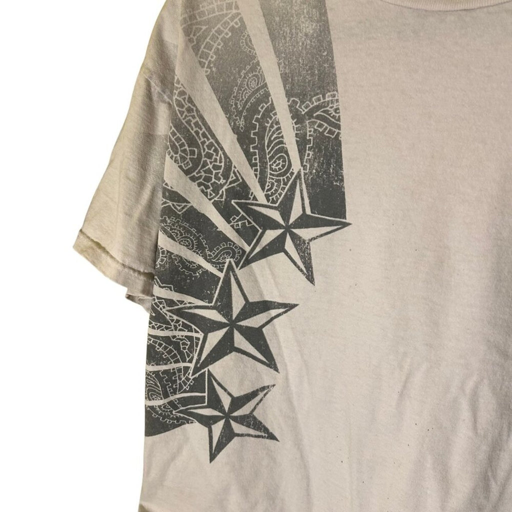 VTG Y2K Carbon Starburst Graphic Tee White Boxy Fit Streetwear XL Skater Grunge