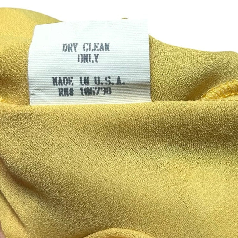 Lily Petite Small Floral Handkerchief Hem 90s Y2K Yellow Rayon Midi Dress P/S