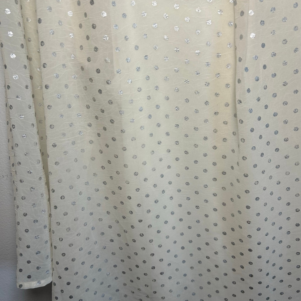 Liz Claiborne Polka Dot Blouse XL White Silver Vintage Cami Overlay Retro Top