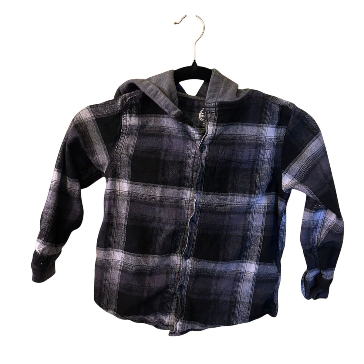 Wonder Nation Boys 8 Gorpcore Hooded Flannel Shirt Plaid Grunge Utility Layer