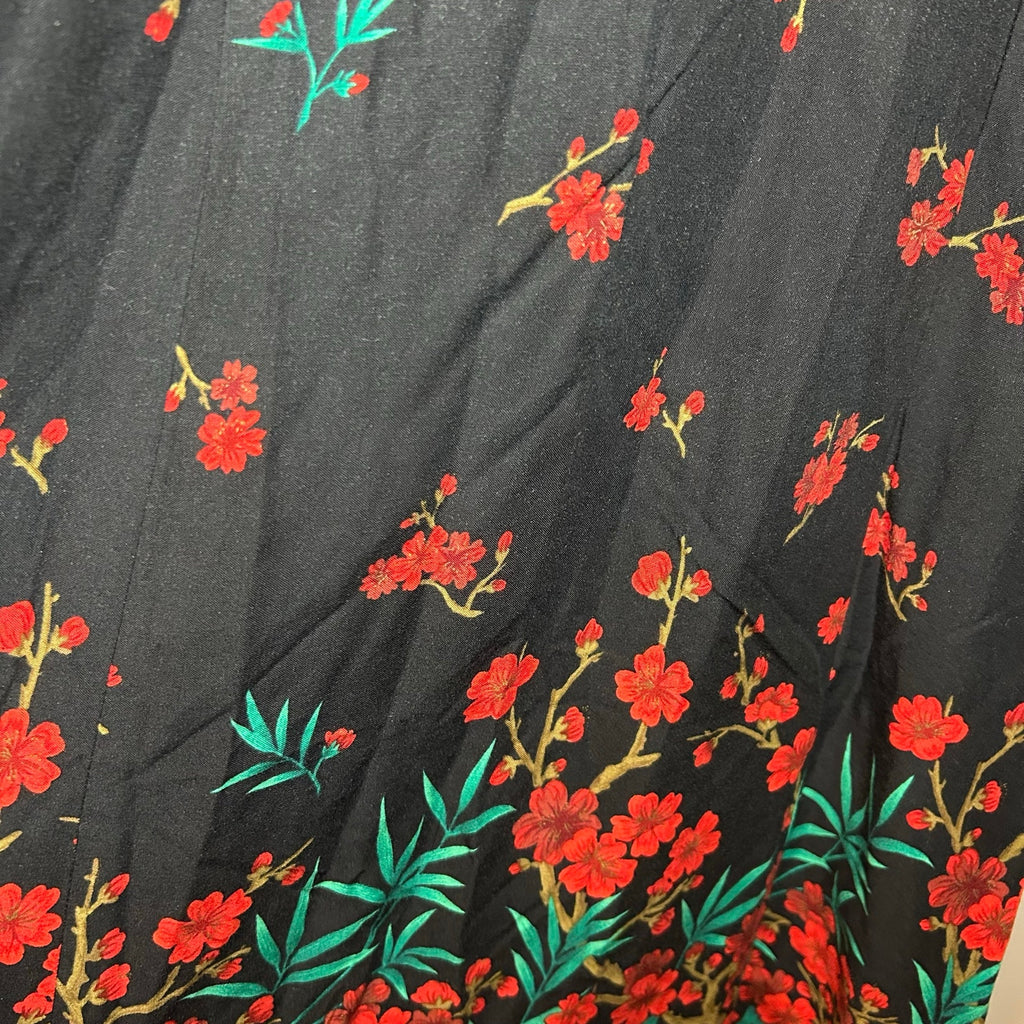 R&K Originals Rayon Black Red Floral Petite M Dress Grunge Retro Whimsigoth Boho