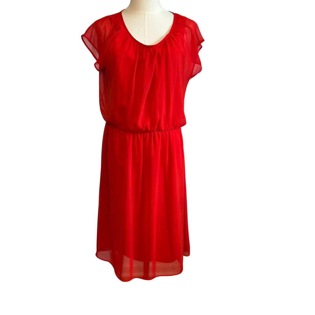 I.N. Studio Red Knee Lenght Midi 14 Dress Minimalist Preppy Glam Coquette Casual