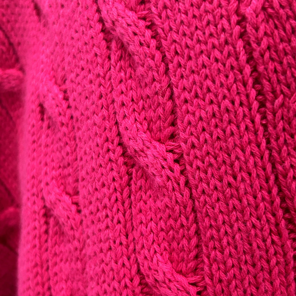 VTG 90s Talbots M Pink Cable Knit Barbiecore Cardigan Sweater Preppy Retro