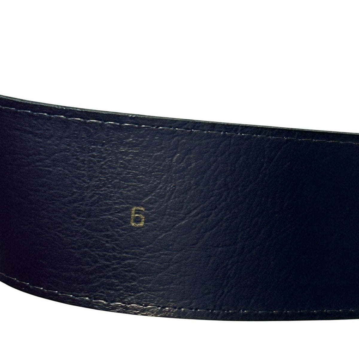 VTG 80s Glam Blue Belt Gold Crescent Buckle Patent Leather Retro Office Siren