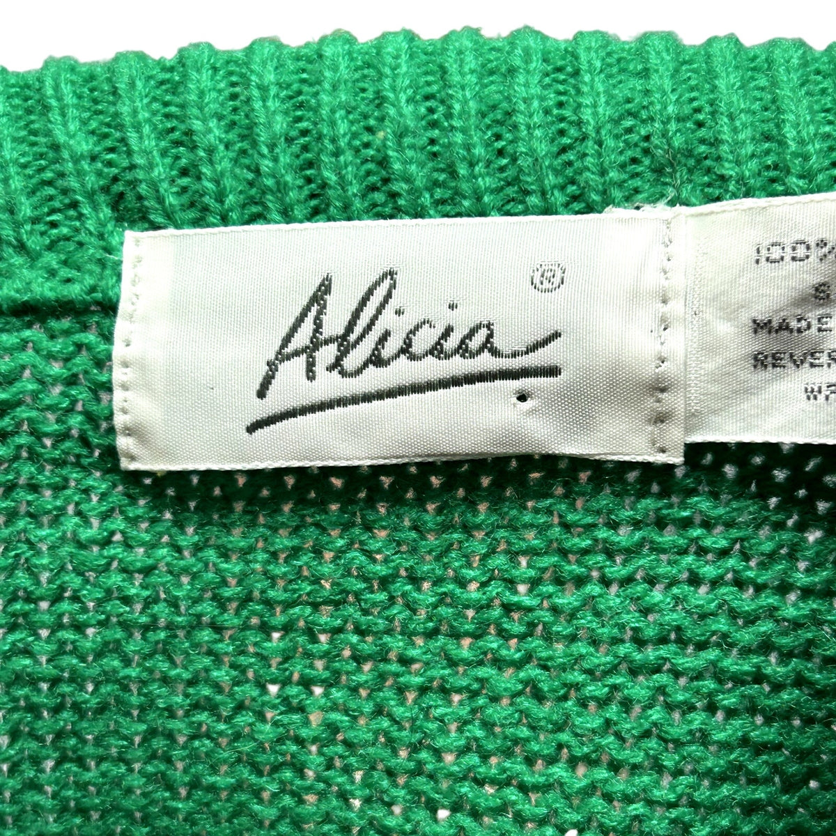 VTG 90s Alicia M Green Cable Knit Relaxed Cottage Sweater Casual Comfy Preppy