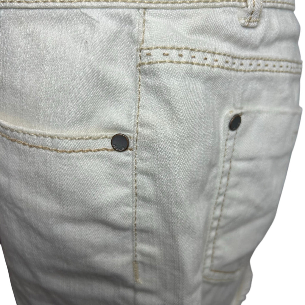 VTG Y2K Mudd White Denim 8 Mini Skirt Raw Hem Grunge Streetwear Retro Casual