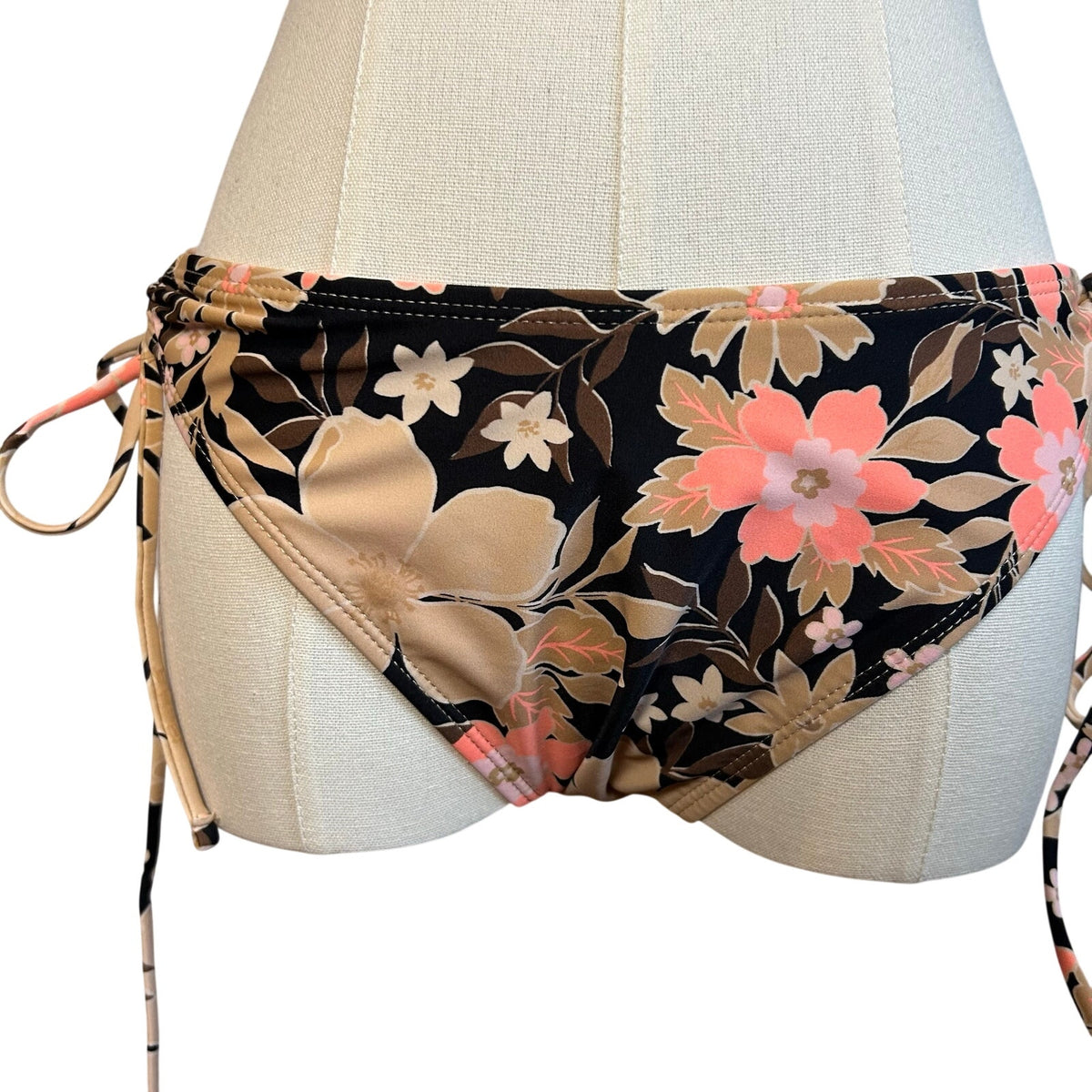 Brown Black String Bikini Set Adjustable Triangle Top Large Boho Casual Coquette