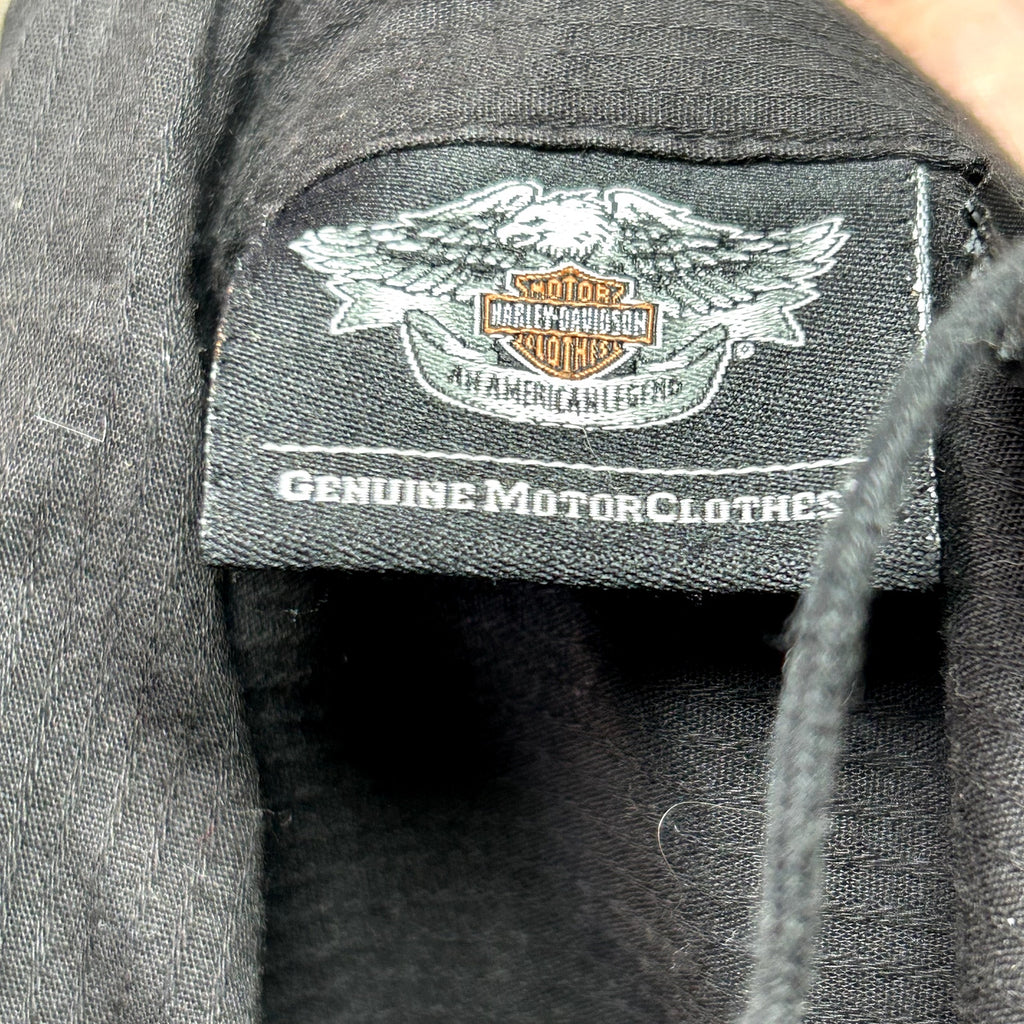 Harley-Davidson L Black Embroidered Bowling Moto Snap-Collar Mechanic Shirt