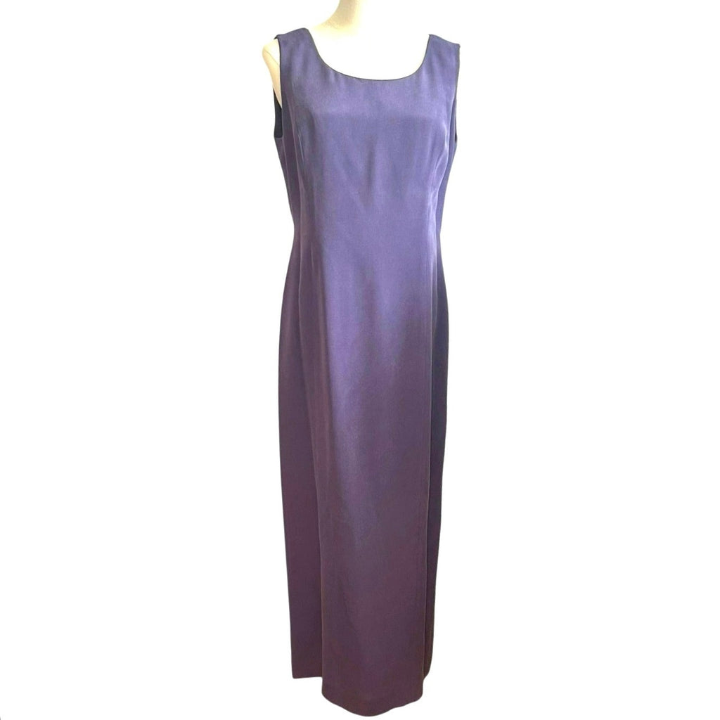 YL Yansi Fugel Purple Matte Crepe Column Maxi Dress Size 12 90s Minimalist Y2K