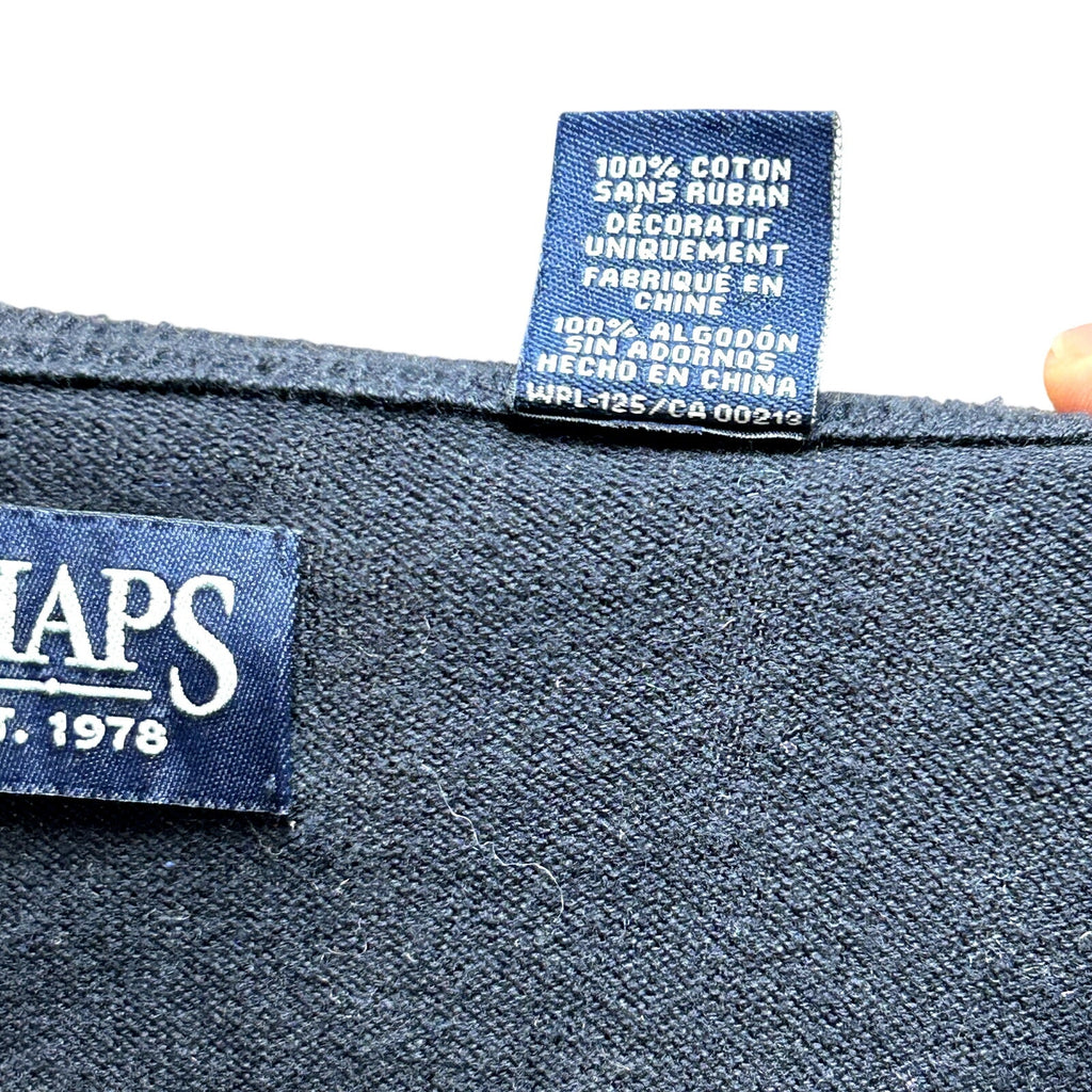 Chaps L Blue Argyle Cotton Knit V-Neck Sweater Vest Preppy Dark Academia