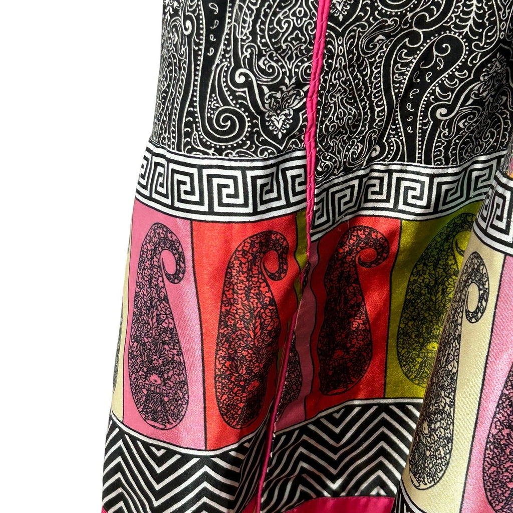 Artisan India L Multicolor Maxi Dress Paisley Silk Patchwork Maximalist Dopamine