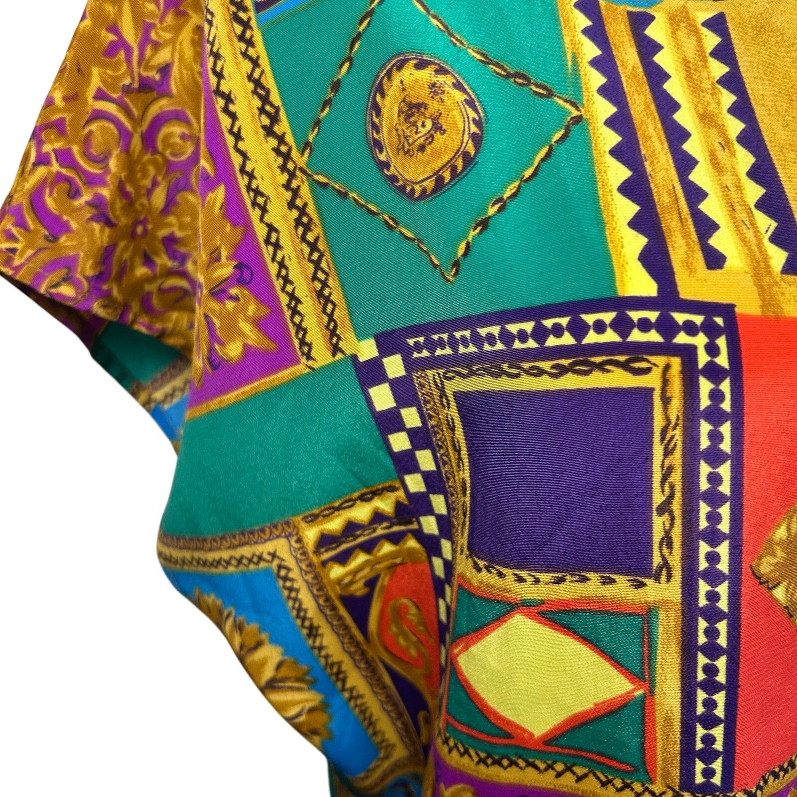 VTG 80s Multicolor Geometric L Short Sleeve Top Office Siren Maximalist Retro