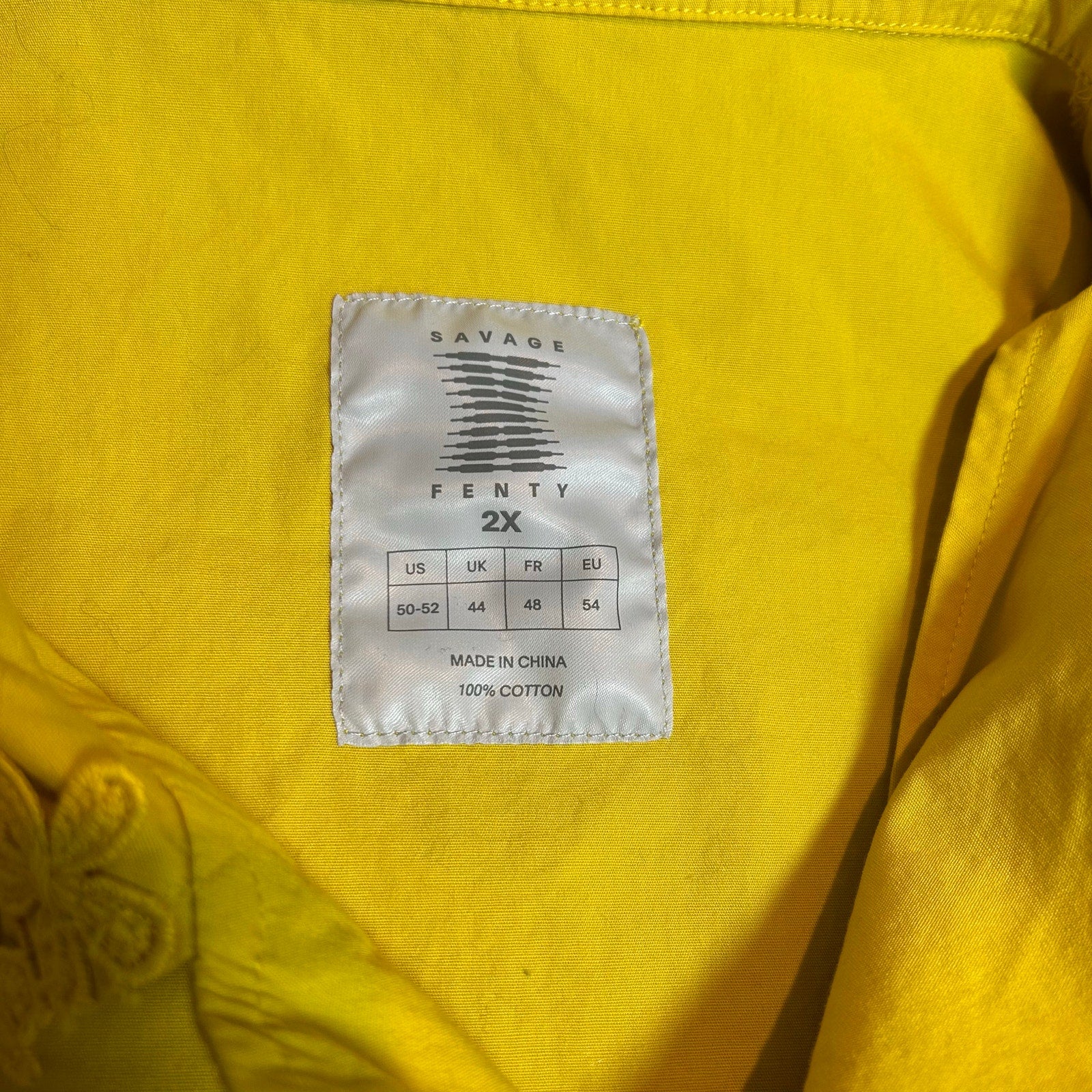 Savage X Fenty Yellow Floral Lace Trim 100% Cotton Shirt Plus Size 2X