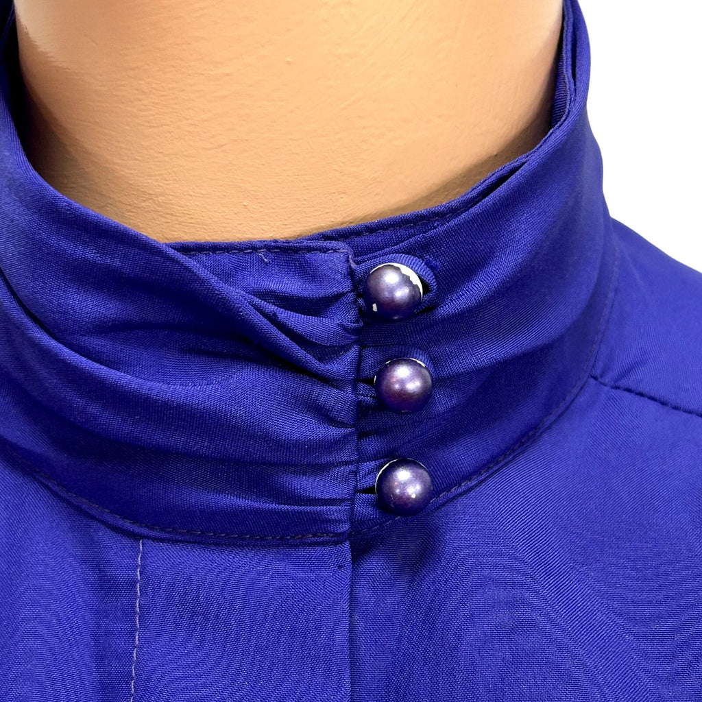 VTG 80s Laura Mae M Purple Blouse Asymmetric Mock Neck Retro Office Siren Twee