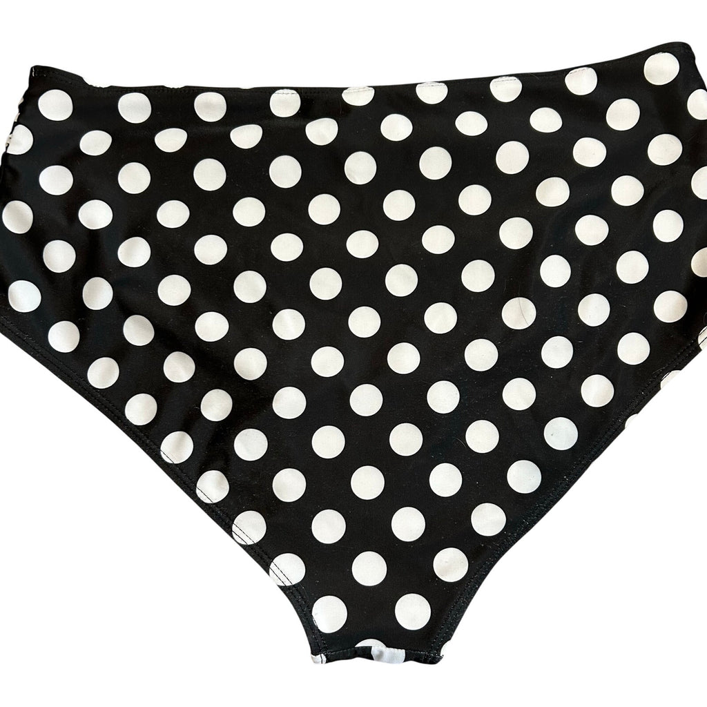 Black White Polka Dot High Waist Bikini Bottom Retro Swim XL Coquette Twee Glam