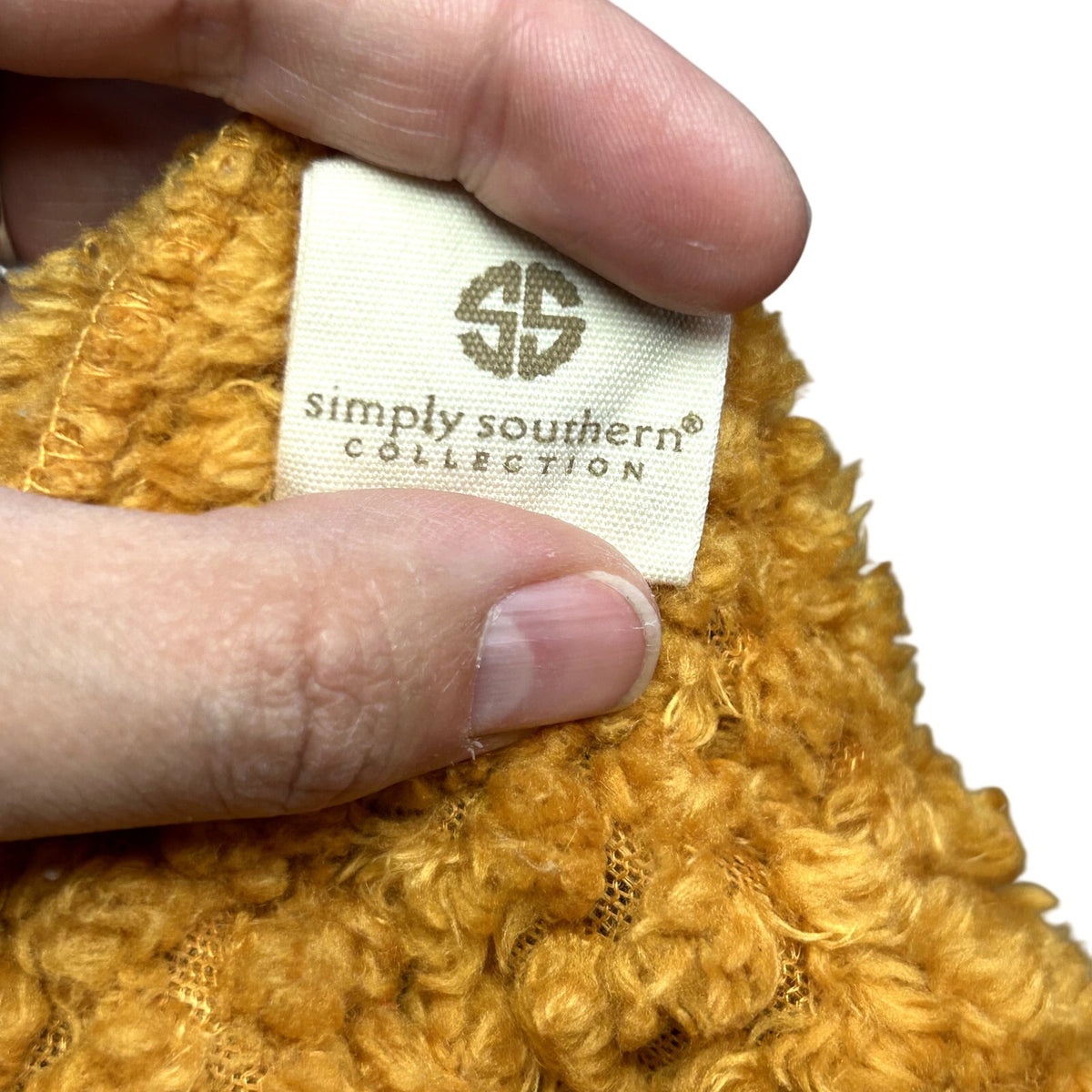 Simply Southern M Orange White Fleece Quarter Snap Henley Pullover Cozy Popcorn