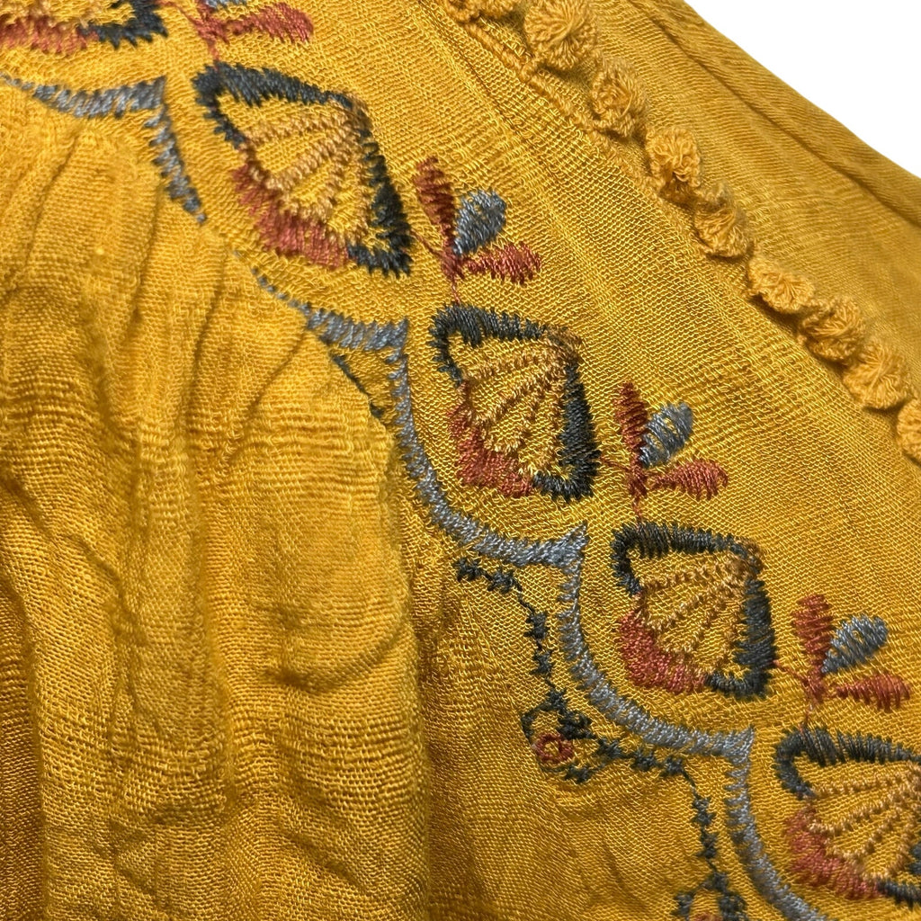 Knox Rose M Yellow Embroidered Tunic Top Boho Peasant Cottage Fairy Indie Casual
