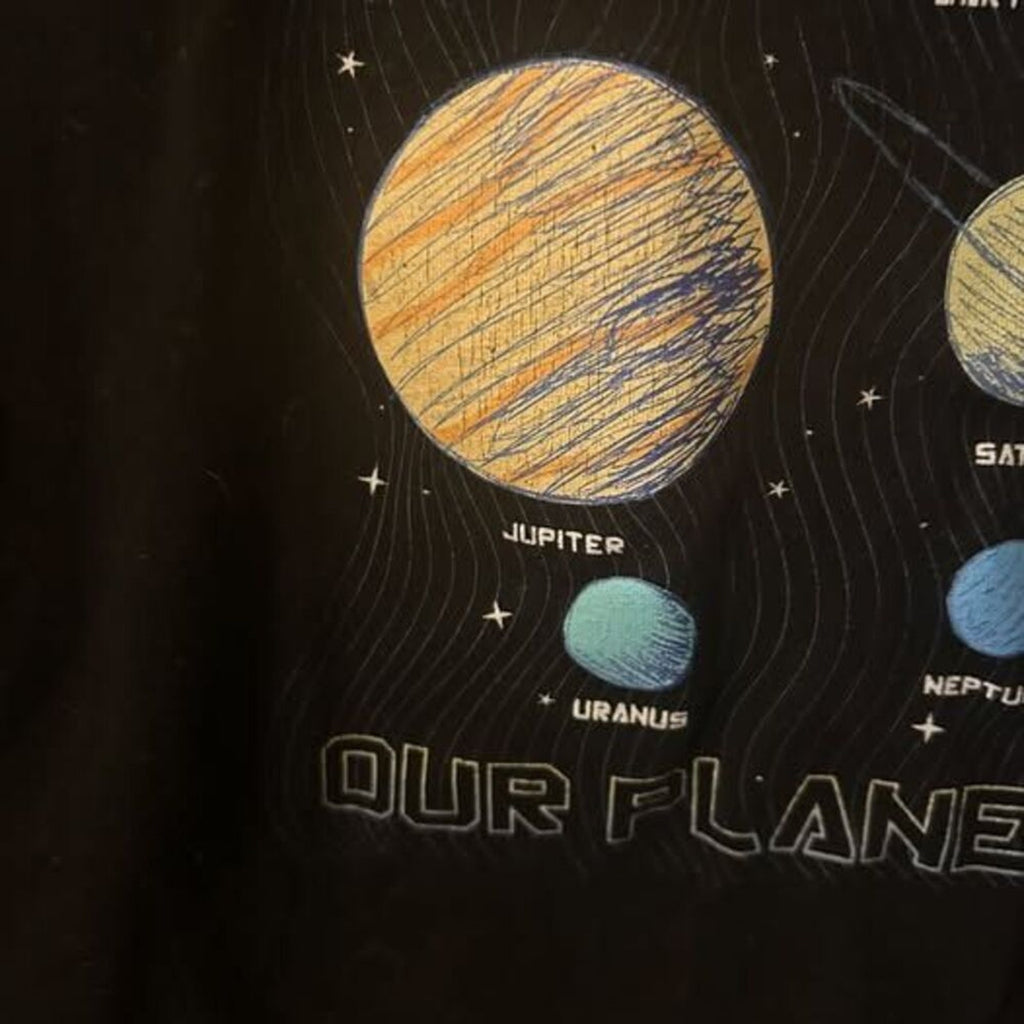 Wonder Nation Boys Solar System Shirt Size 8 Black Long Sleeve Science STEM Top
