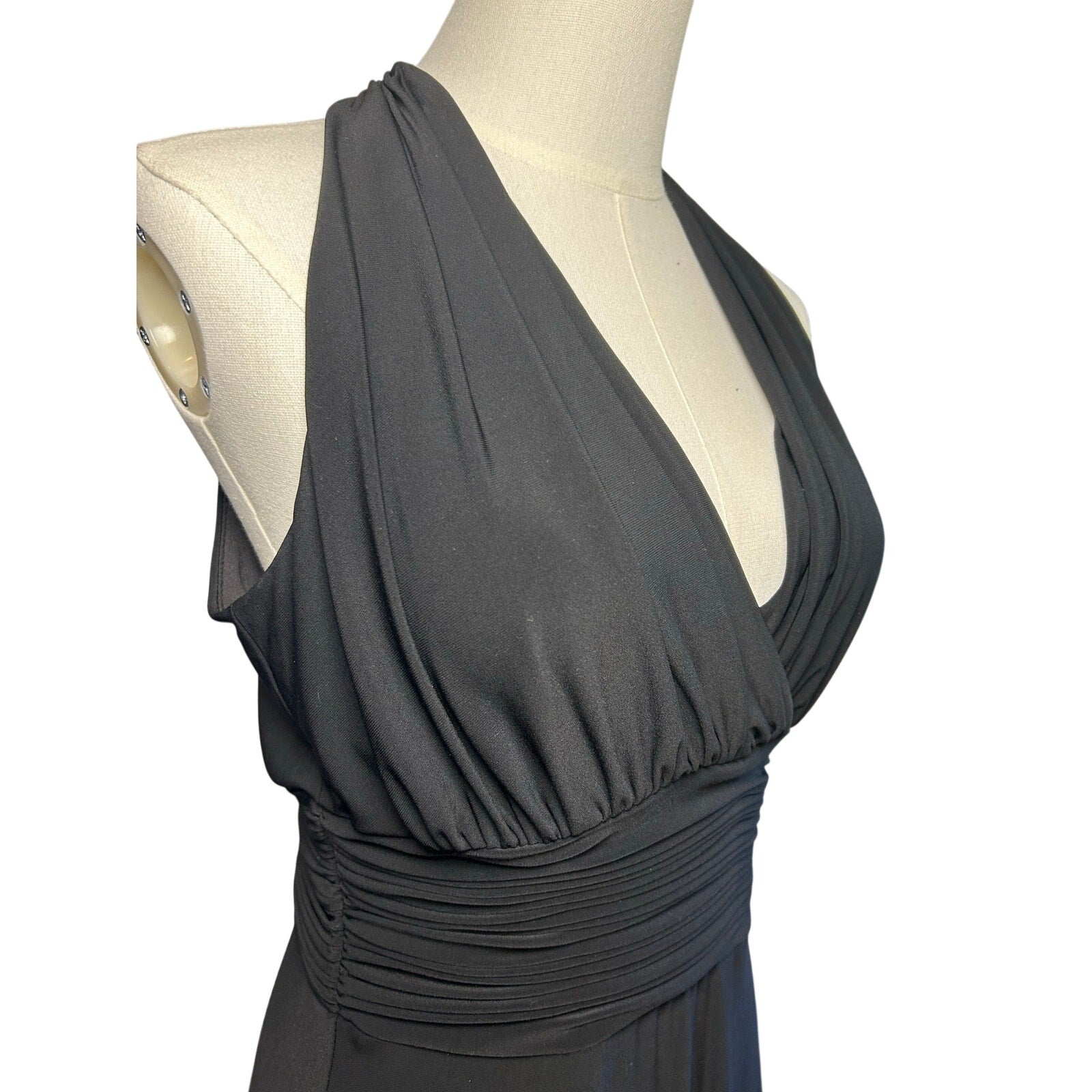 Evan Picone 6 Black Sleeveless Midi Dress Minimalist Formal Cocktail Gown Glam