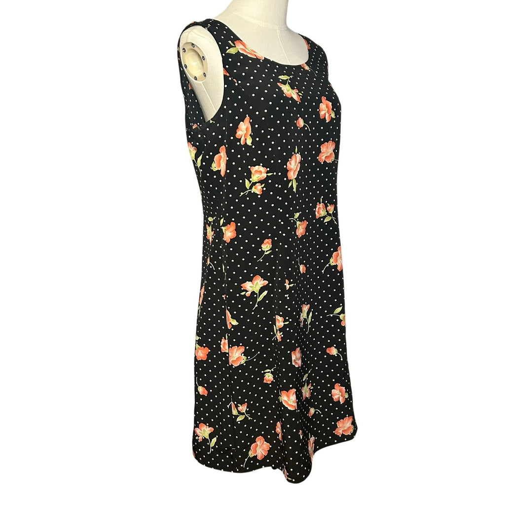 VTG Kathie Lee Collection Polka Dot Floral Sheath Dress Sz 10 Y2K 90s Retro