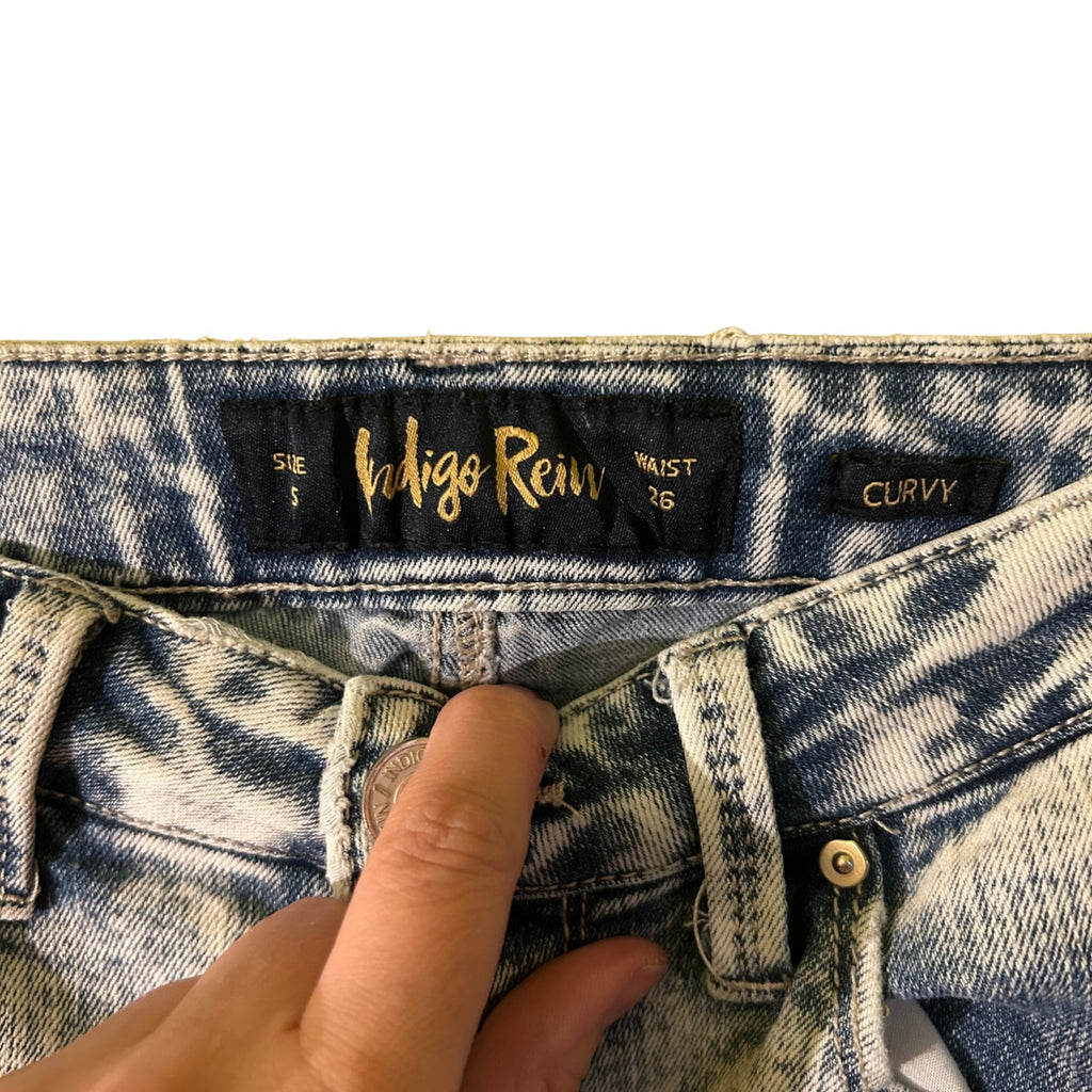 Indigo Rein Curvy Acid Wash Skinny Jeans Blue Size 5 Junior Contemporary Edgy